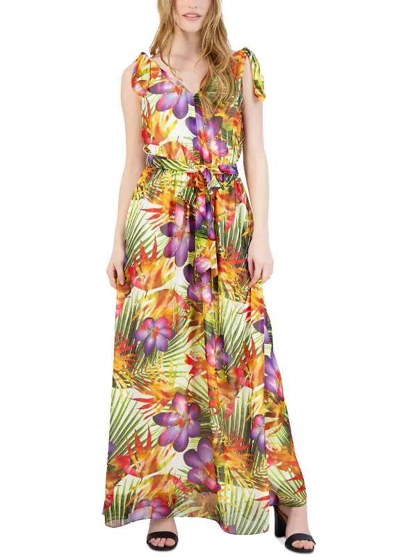 Casual Fashion Womens Printed Belted Maxi Dress Chic Urban Fashion Look