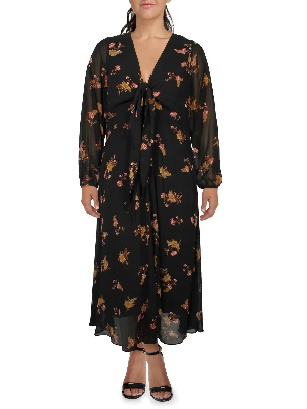 Classic Modern Offers Plus Angelina Womens Printed Chiffon Maxi Dress Contemporary Elegance