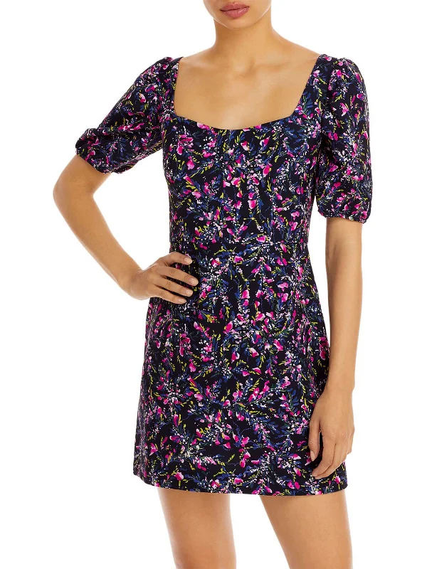 Mega Sale Flores Womens Floral Print Short Mini Dress Discounts On Casual Weekend Styles