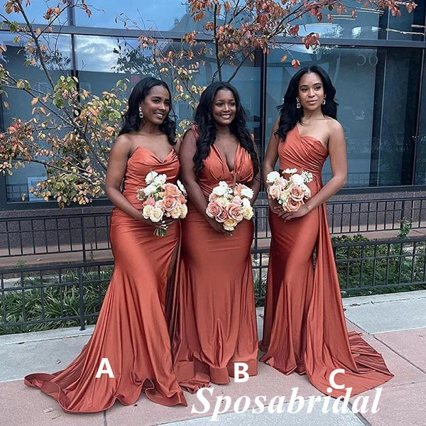 Buy More, Save More Mismatched Sexy Soft Satin Mermaid Floor Length Bridesmaid Dresses, BD3366 Graceful Cut