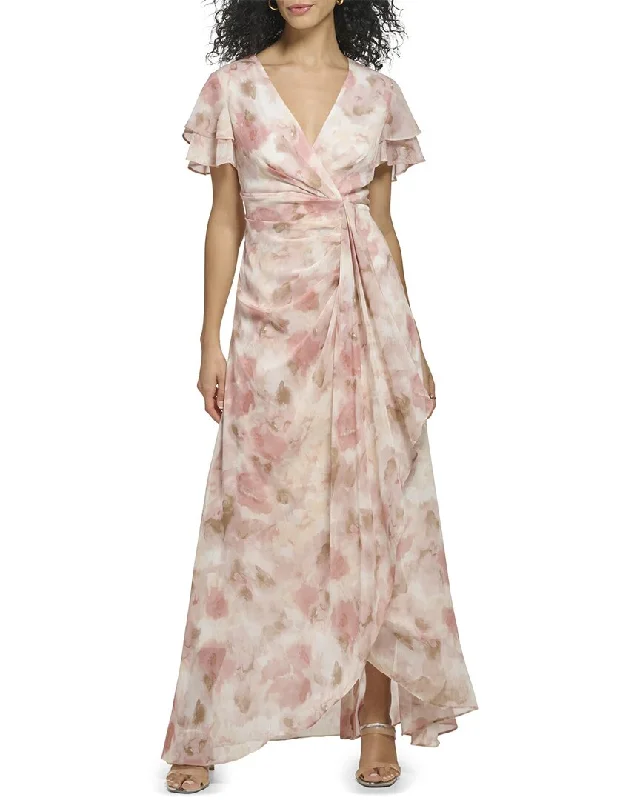 Stylish Savings DKNY Surplice Maxi Dress Feminine Flow