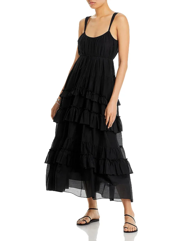 Clearance Event Womens Ruffle Flowy Maxi Dress Modern Romance