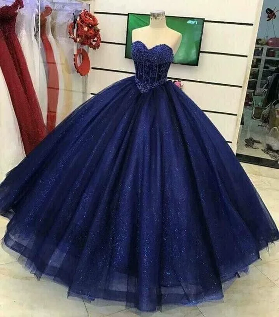 Embrace New Fashion Gorgeous Beading Sweetheart neck Tulle Quinceanera Dresses, Blue Ball Gown prom dress   cg17458 Flash Sale