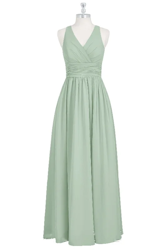 Forward Trendsetter Sage Green Cutout Back Long Bridesmaid Dress Alluring Design