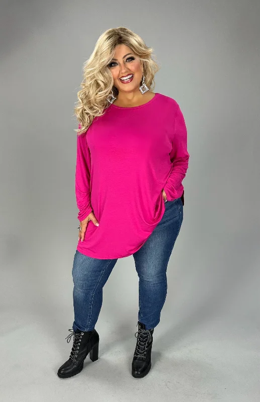 Fashion Frontiers 89 SLS {Free Your Minds} Magenta Long Sleeve Tunic PLUS SIZE 1X 2X 3X Flowy Fabric