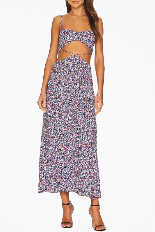 Casual Yet Chic Sales Hanna Floral-Print Cutout Crepe Midi Dress In Summer Multi Ditsy Urban Sophistication