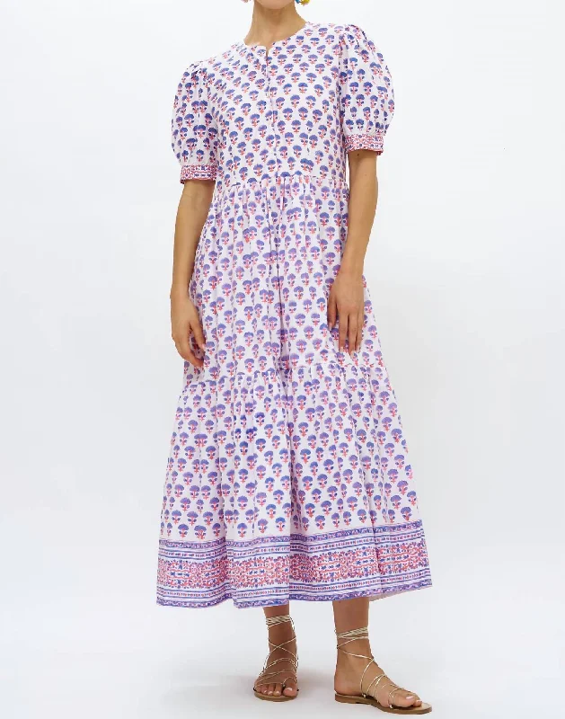 Exclusive Discount Button Cuff Sleeve Maxi Dress In Alsace Peri Discounts On Casual Weekend Styles